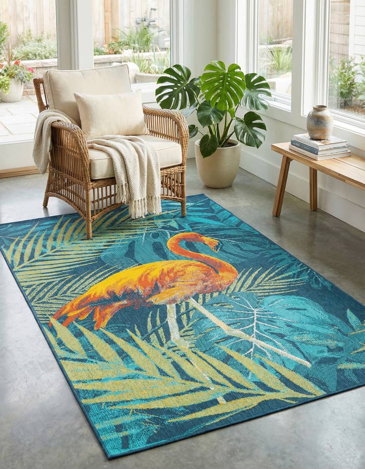 Detail image of 5' 3 x 8' Washable Coastal Indoor / Outdoor Rug