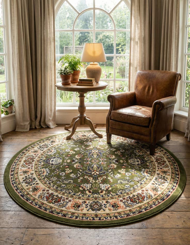 Detail image of 5' 3 x 5' 3 Kashan Design Round Rug