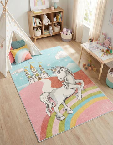 5' 3 x 8' Unicorn Whimsy Kids Rug