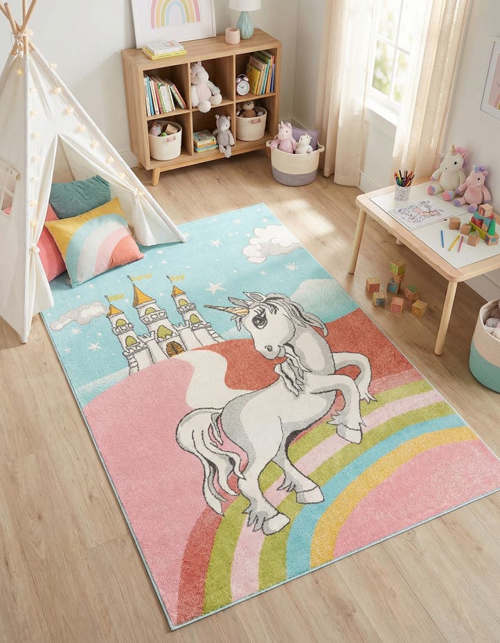 5' 3 x 8' Unicorn Whimsy Kids Rug