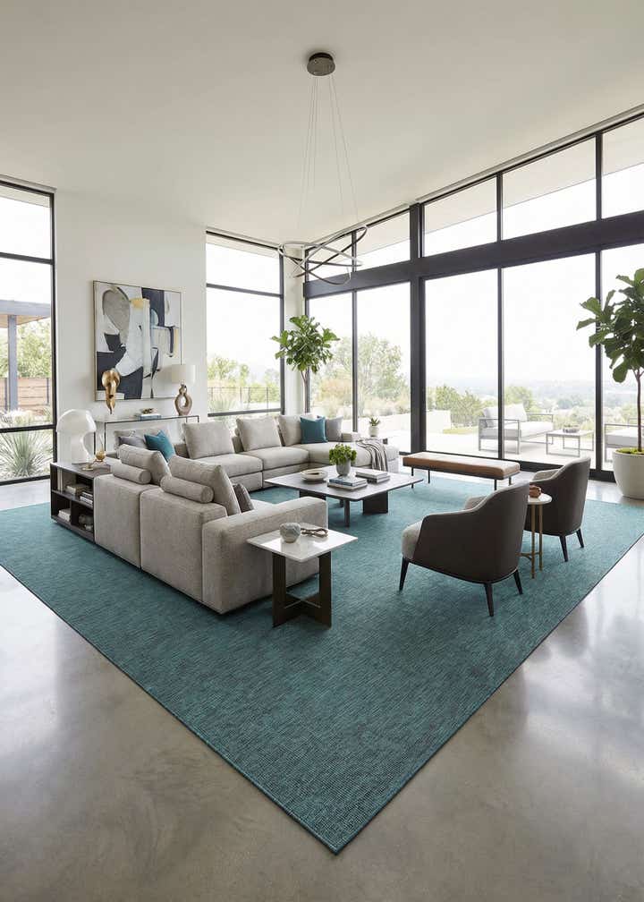 13' x 13' Easy-Clean Solid Indoor / Outdoor Square Rug