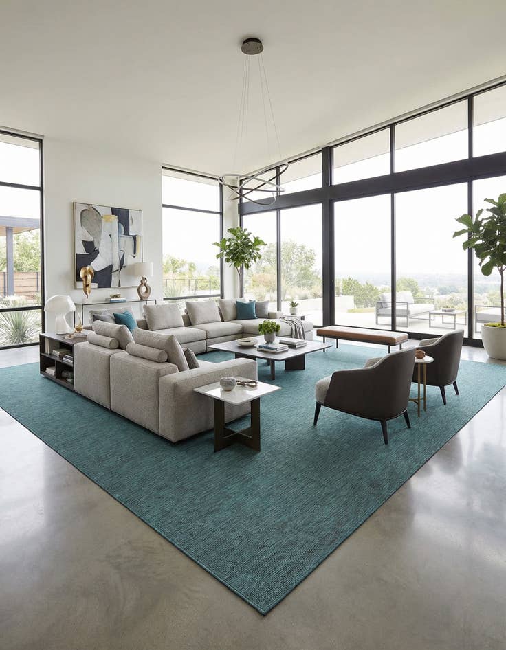 Detail image of 13' x 13' Easy-Clean Solid Indoor / Outdoor Square Rug