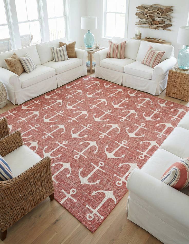 Detail image of 10' x 10'  Washable Coastal Indoor / Outdoor Square Rug