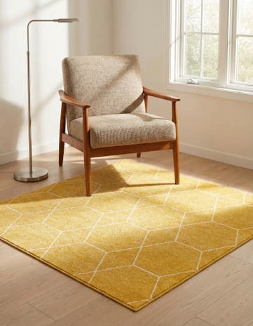 4' x 4' Lattice Frieze Square Rug