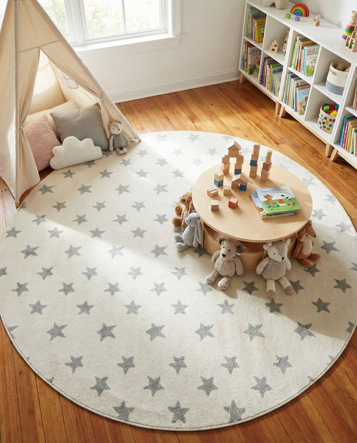 Detail image of 7' 10 x 7' 10 Whimsy Kids Round Rug