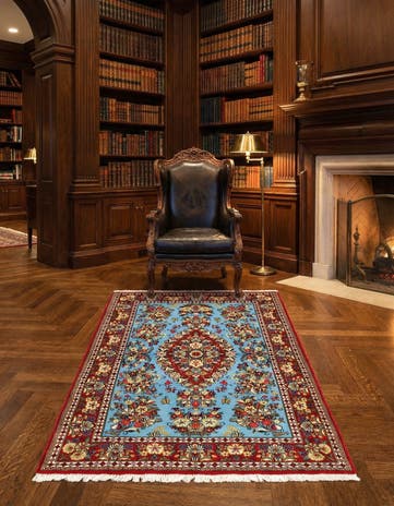 3' 5 x 5' 1 Hand Knotted Qom Persian Rug