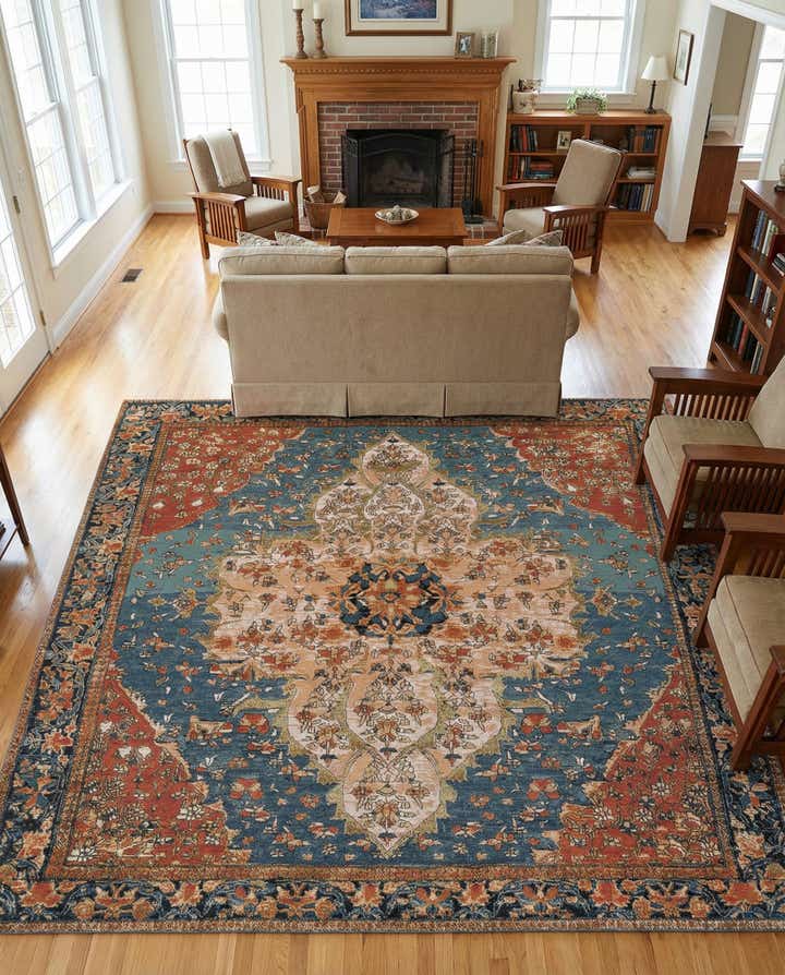 10' x 10' Easy-Clean Traditional Indoor / Outdoor Square Rug