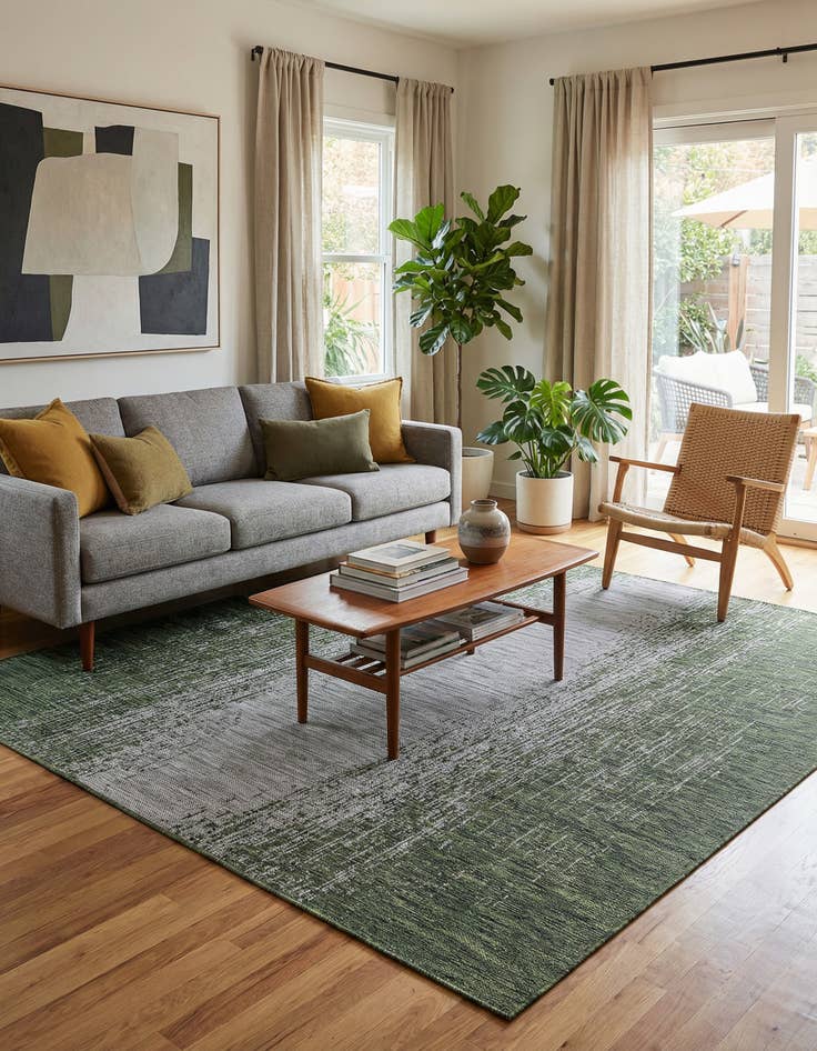 Detail image of 5' 3 x 8' Easy-Clean Modern Indoor / Outdoor Rug