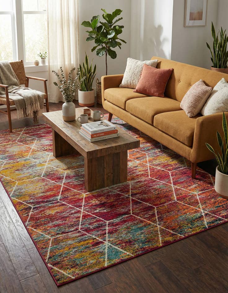 Detail image of  7' x 10' Lattice Frieze Rug