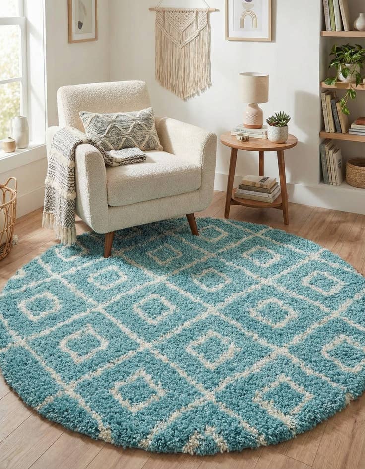 Detail image of 6' x 6' Trellis Shag Round Rug