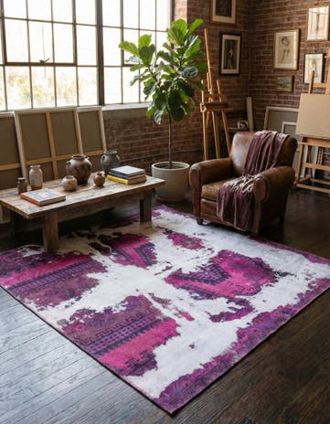 6' x 6' 7 Hand Knotted Ultra Vintage Persian Wool Square Rug