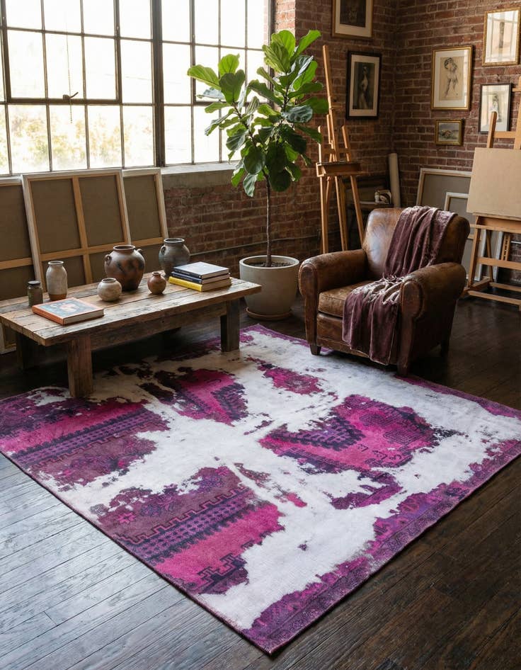 Detail image of 6' x 6' 7 Hand Knotted Ultra Vintage Persian Wool Square Rug