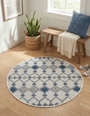 3' x 3' Easy-Clean Lattice Indoor / Outdoor Round Rug