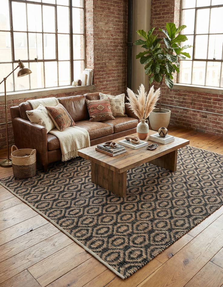 Detail image of 9' x 12' Hand Woven Chindi Jute Rug