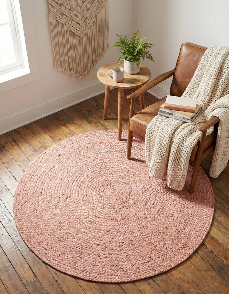 Detail image of 3' x 3'  Hand Braided Jute Round Rug
