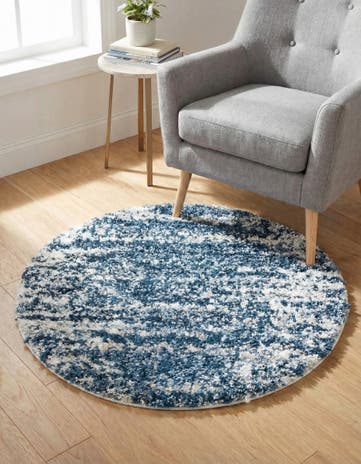 Blue Serenity Shag Round Rug
