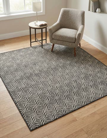 Charcoal Easy-Clean Lattice Indoor / Outdoor Square Rug