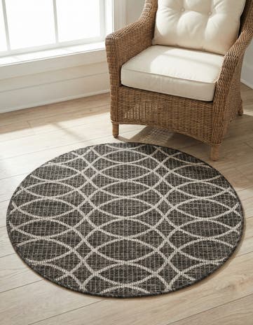 3' x 3' Easy-Clean Lattice Indoor / Outdoor Round Rug