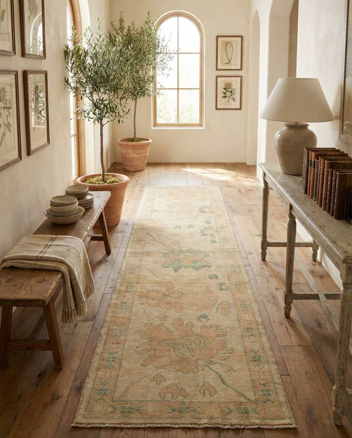 2' 9 x 9' 8 Hand Knotted Oushak Wool Runner Rug