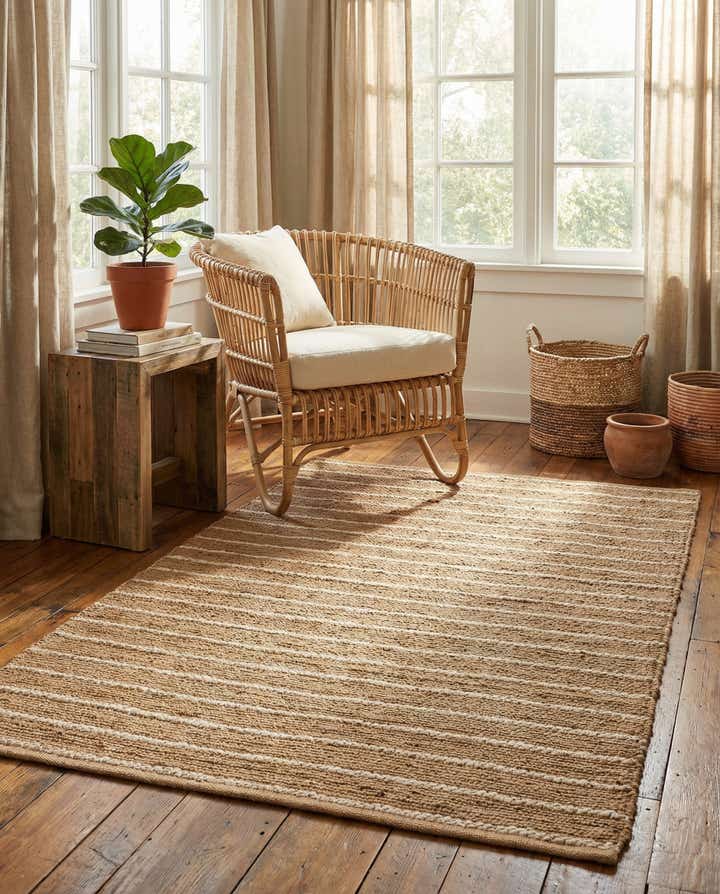 4' 1 x 6' 1 Hand Braided Laurel Handwoven Jute Rug