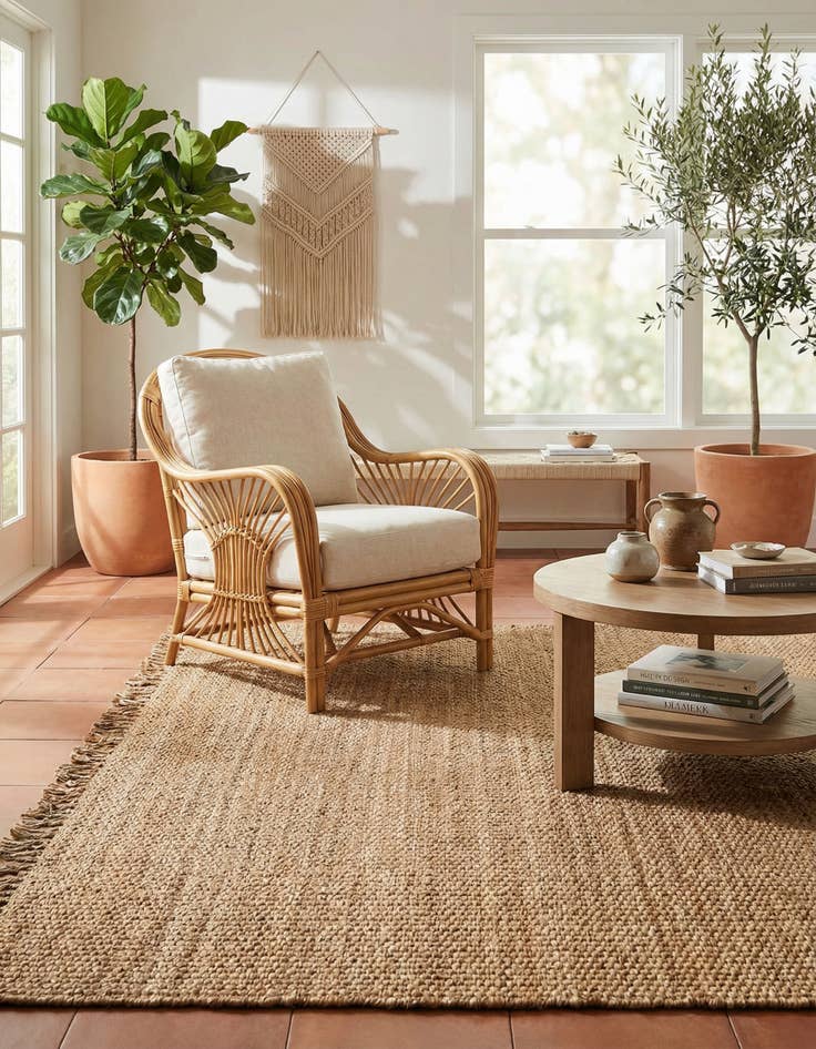 Detail image of 10' x 10'  Hand Woven Chunky Jute Square Rug