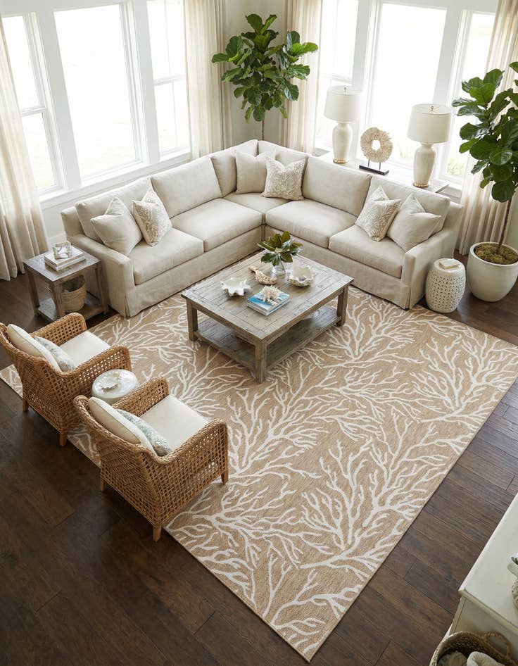 Detail image of  13' x 13'  Washable Coastal Indoor / Outdoor Square Rug