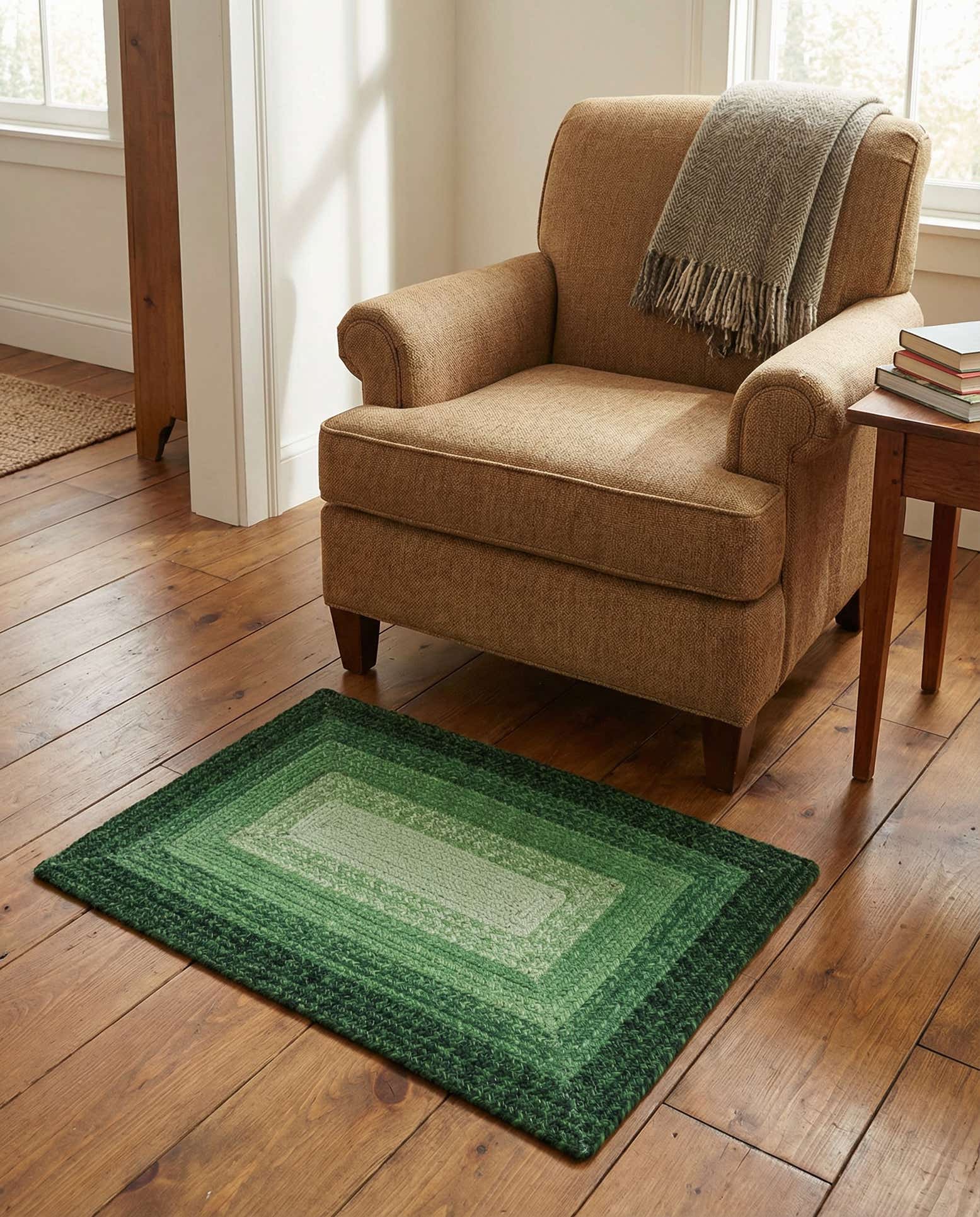 2' x 3' 1 Handmade Hand Braided Wool Rug