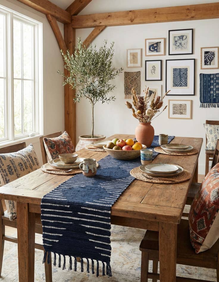 Detail image of 1' 2 x 10'  Hand Woven Chindi Cotton Table Runner Rug