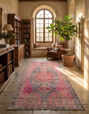 4' 5 x 9' 3 Hand Knotted Ultra Vintage Persian Wool Runner Rug