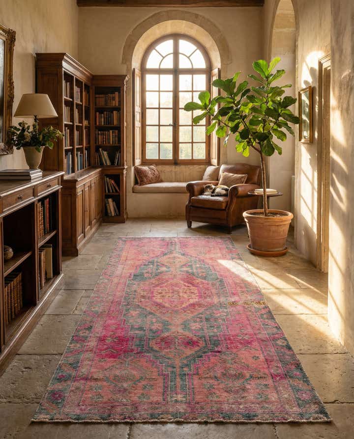 4' 5 x 9' 3 Hand Knotted Ultra Vintage Persian Wool Runner Rug