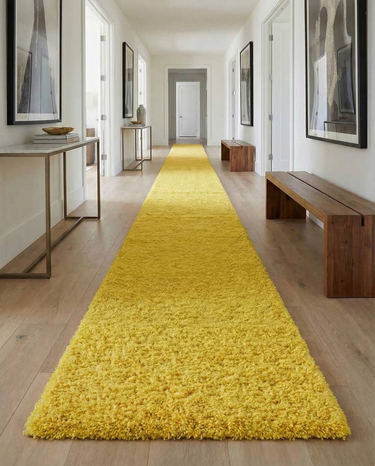 Detail image of 2' 7 x 19' 8 Solid Shag Runner Rug