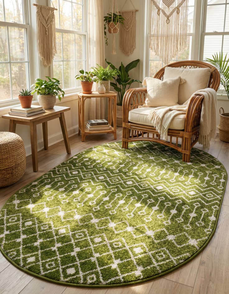 Detail image of 4' x 6' Moroccan Trellis Oval Rug