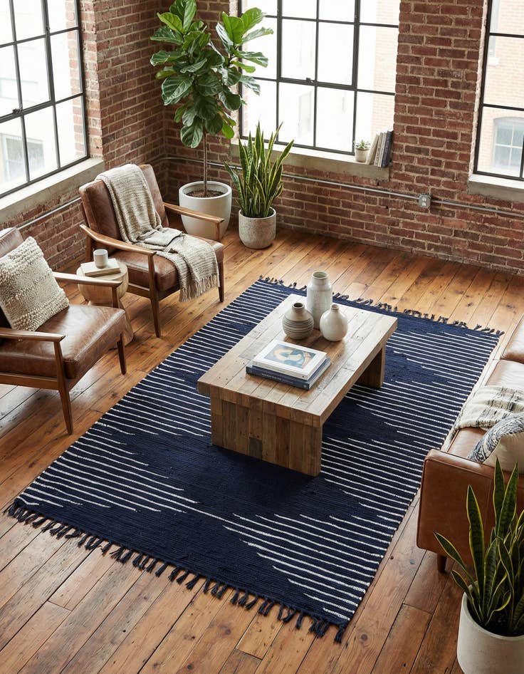 Detail image of 5' 1 x 8' Hand Woven Chindi Cotton Rug