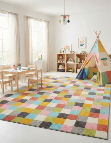 240cm x 305cm Checkered Whimsy Kids Rug