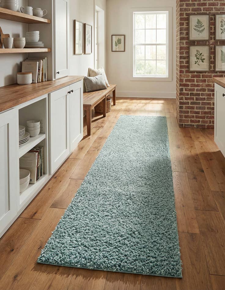 Detail image of 2' 6 x 13' Comfort Solid Shag Runner Rug