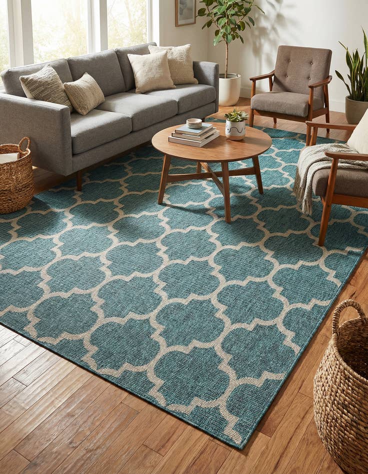 Detail image of 7' 10 x 7' 10 Washable Trellis Indoor / Outdoor Square Rug