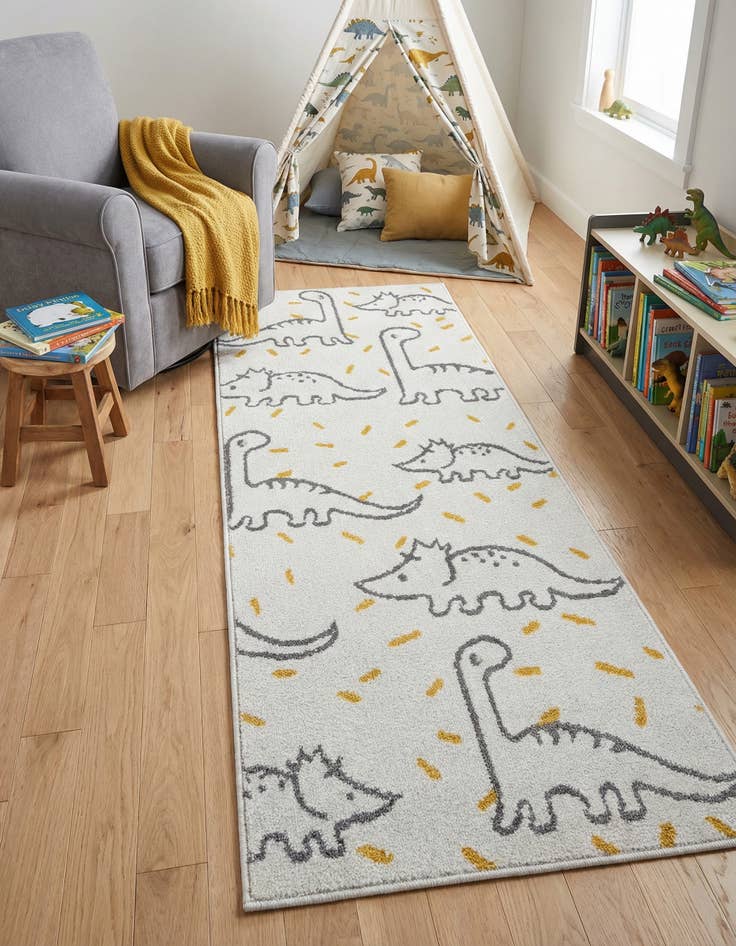 Detail image of 2' 2 x 5' 1 Dinosaur Whimsy Kids Runner Rug