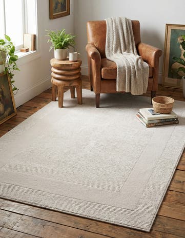 Ivory White Textura Designer Rug