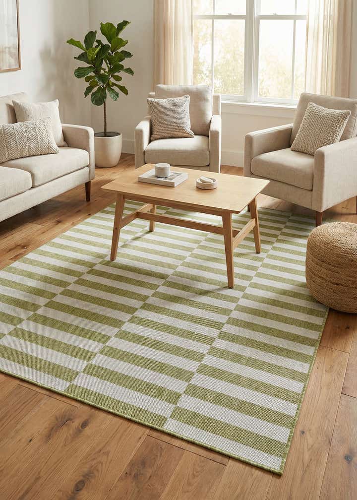 5' 3 x 7' Easy-Clean Striped Indoor / Outdoor Rug