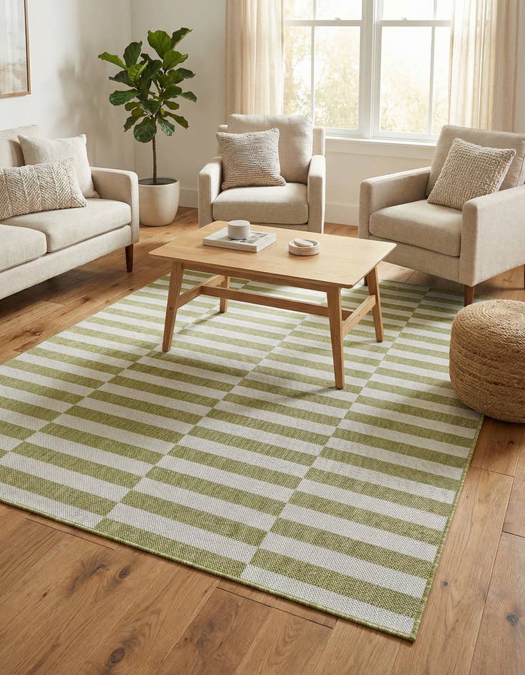 Detail image of 5' 3 x 7'  Washable Striped Indoor / Outdoor Rug