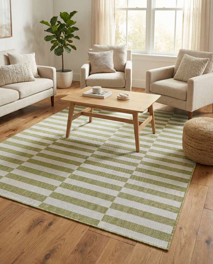 5' 3 x 7' Easy-Clean Striped Indoor / Outdoor Rug