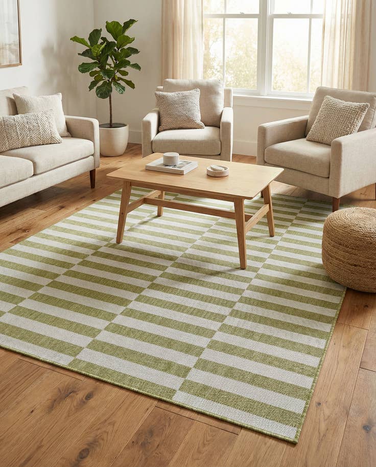 Detail image of 5' 3 x 7' Easy-Clean Striped Indoor / Outdoor Rug