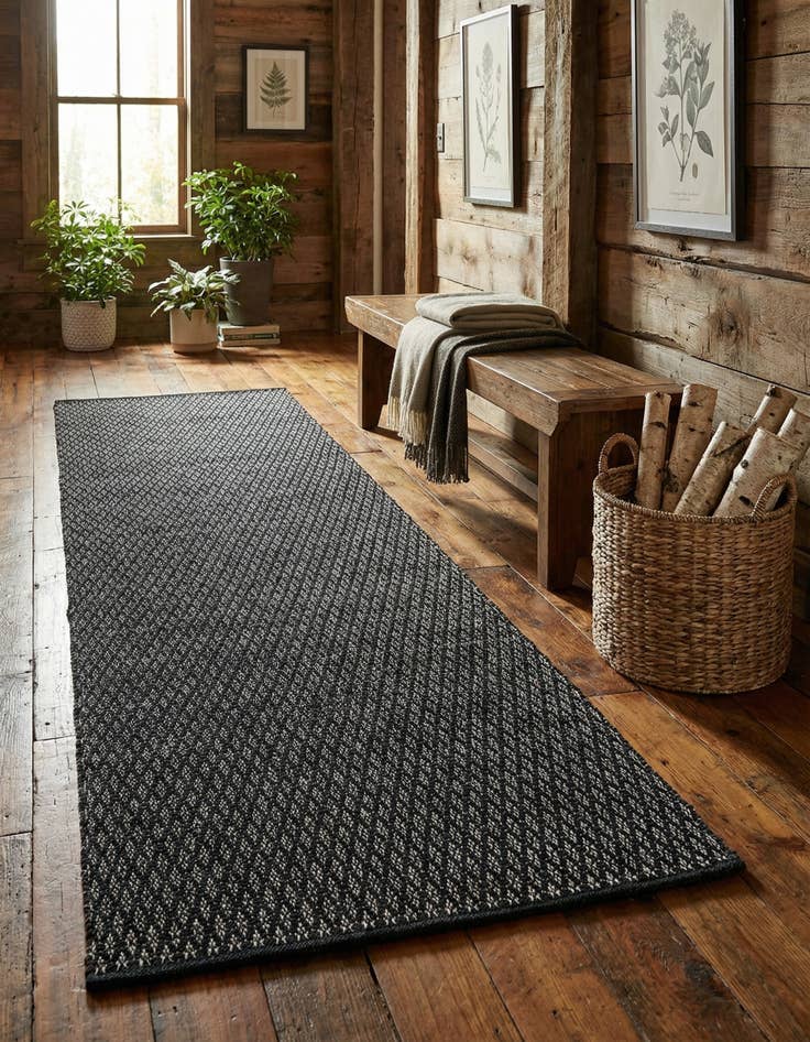 Detail image of 3' 3 x 12' Hand Woven Lattice Wool Runner Rug