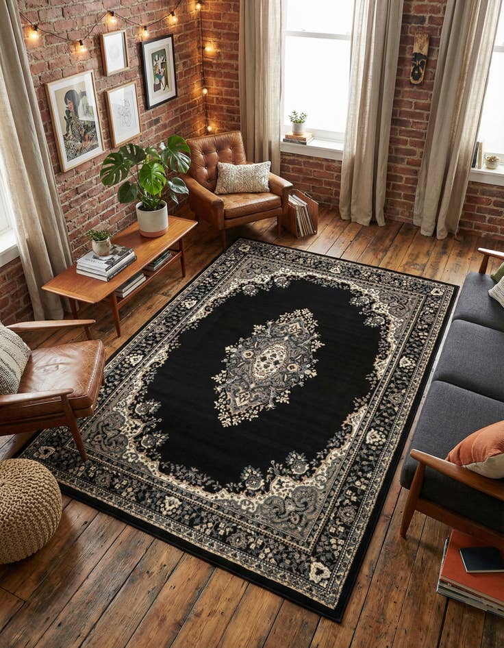 Detail image of 5' 3 x 7' Mashad Design Rug