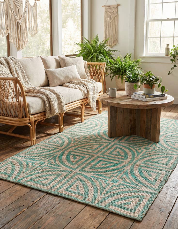 Detail image of 5' 1 x 8'  Hand Woven Chenille Jute Rug