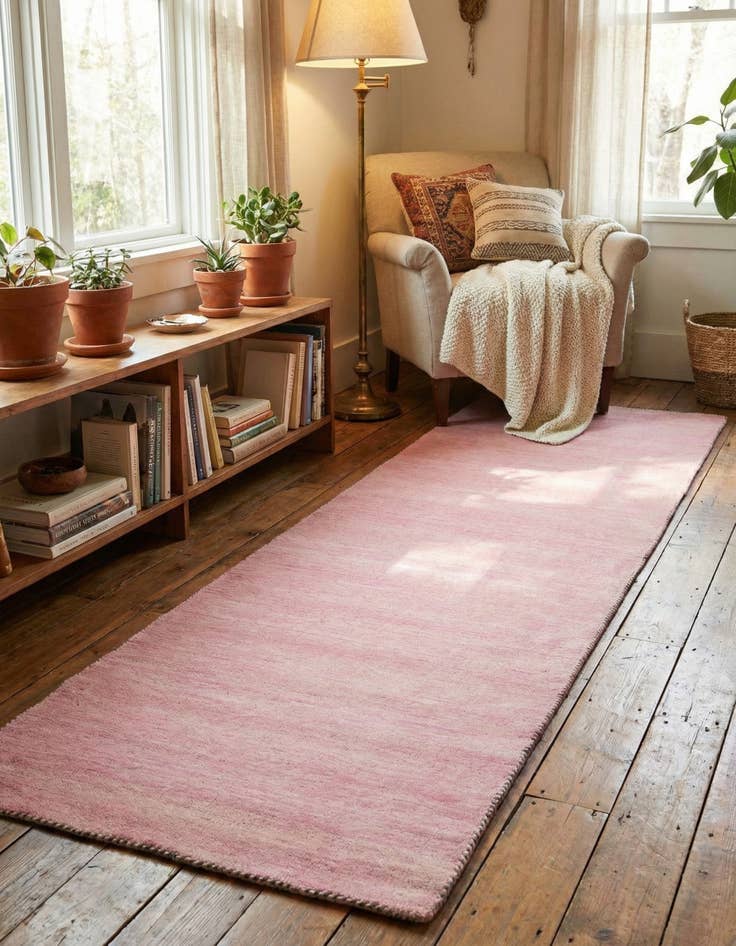 Detail image of 2' 7 x 9' 10  Hand Knotted Solid Gabbeh Wool Runner Rug