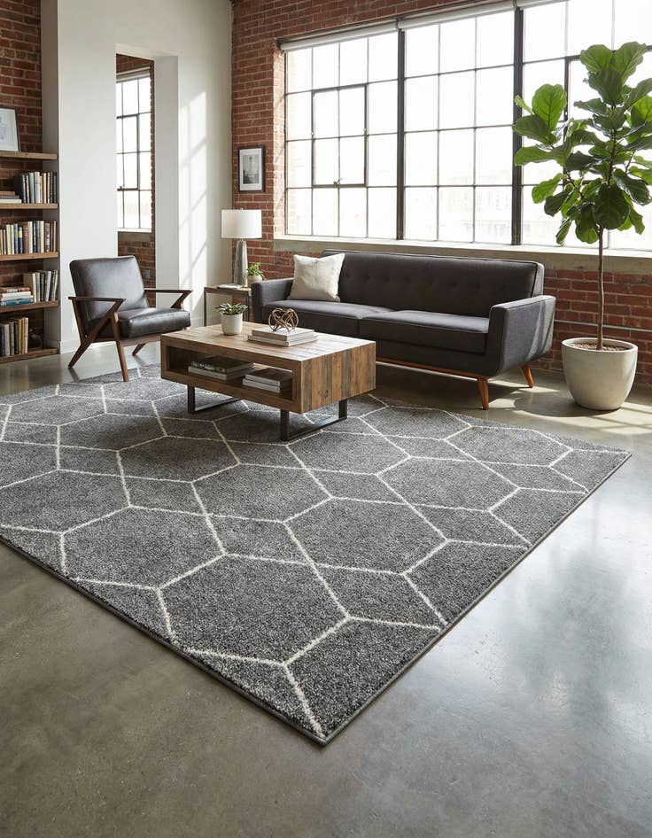 Detail image of  6' x 9' Lattice Frieze Rug