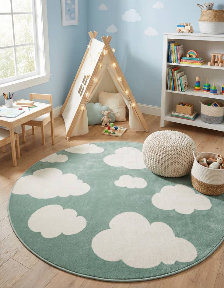Detail image of 5' 3 x 5' 3 Whimsy Kids Round Rug