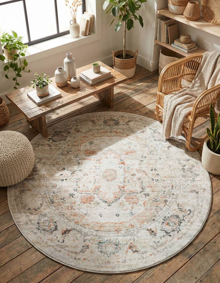 Detail image of 5' 3 x 5' 3 Madeline Vintage Round Rug