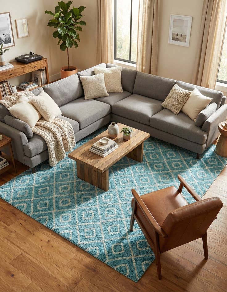 Detail image of 10' 8 x 14' Trellis Shag Rug